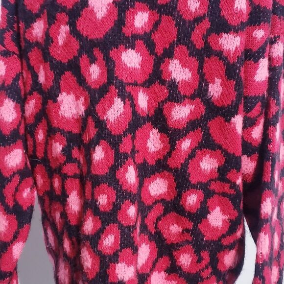 TOPSHOP Leopard Red and Black Print Cardigan Size 8 - Picture 4 of 8